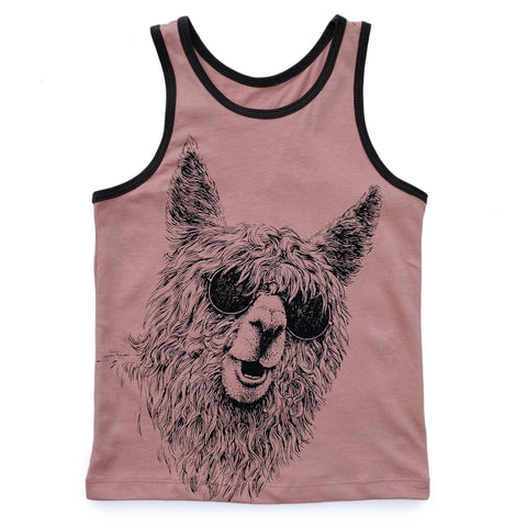 Smoky Pink Tank Top with Lama print