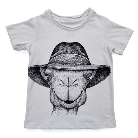 Light Grey T shirt with Camel print