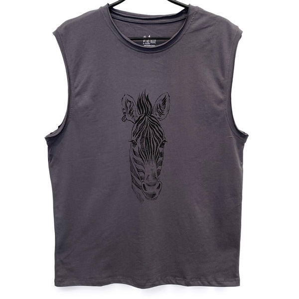 Charcoal U Tank Shirt Zebra
