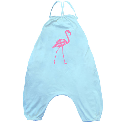 Aqua Jumper with Flamingo print