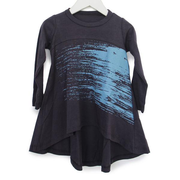 Graphite twirly Tunic- Dress with brush stroke print