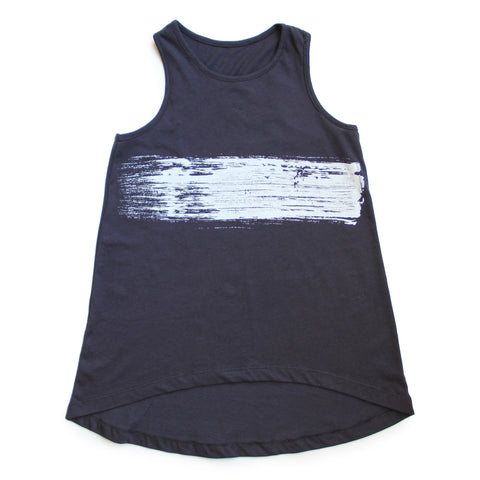 Graphite Summer Tunic- Dress with brush stroke