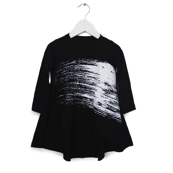 Black twirly Tunic- Dress with brush stroke print