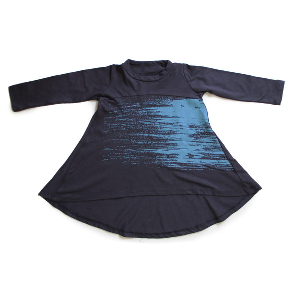 Graphite twirly Tunic- Dress with brush stroke print