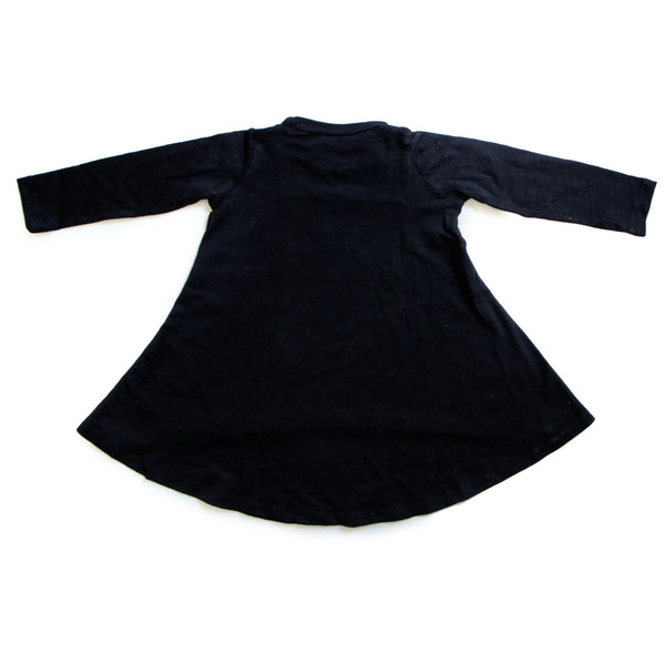 Black twirly Tunic- Dress with brush stroke print